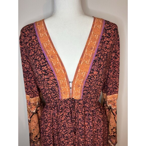 Free People Romper Boho Shorts Jumpsuit Orange Flutter Sleeve Womens M - Picture 3 of 12